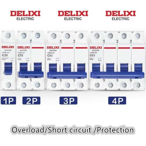 DELIXI HDBE 4P Mini Circuit Breaker 6-125A Rated Current Plastic Air Switch 50HZ