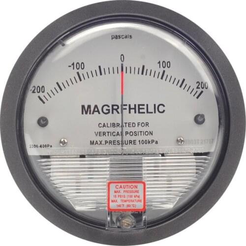 -200~200PA Differential Pressure Gauge Round Type 4- 3/4" dia. X 2-3/16" Pointer Instrument Micromanometer TE2000