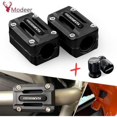For BMW R1200GS Adventure LC 2004--2021 Engine Guard Bumper Protection Decorative Block Crash Bar + Wheel Tire Valve Caps Cover
