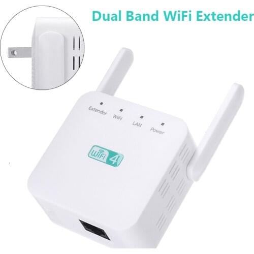 POHIKS 1pc Dual-Band 2.4Ghz Wireless Internet Signal Amplifier High Speed 300Mbps Long Range Wi-Fi Extender