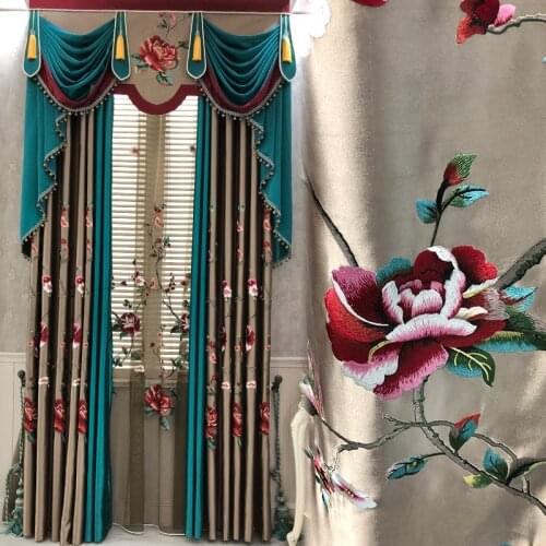 European Curtains for Living Dining Room Bedroom Thickened Hollow Thick Chenille Fabric Embroidery Tulle Product Customization