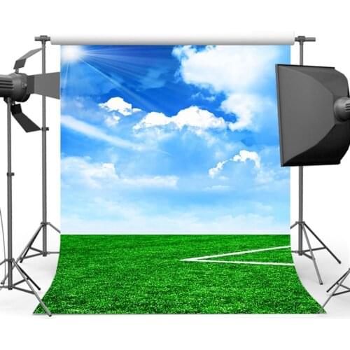 Mehofoto Football Field Background for Photography Blue Sky Soccer Field Backdrop for Photographers Photo Shoot S-1170