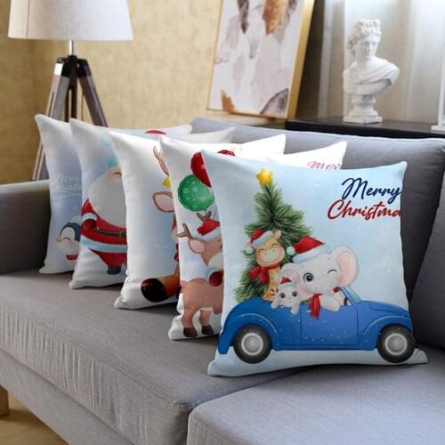 Fuwatacchi Throw Pillows Cover Case Home Decor Merry Christmas Decorative Room Sofa Bed Car Seat Cushion Cover White Pillowcase