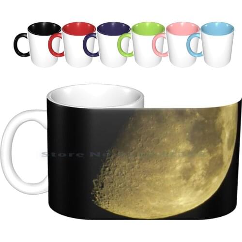 Moon Close-Up Ceramic Mugs Coffee Cups Milk Tea Mug Moon Luna Sky Night Star Galaxy Nature Creative Trending Vintage Gift