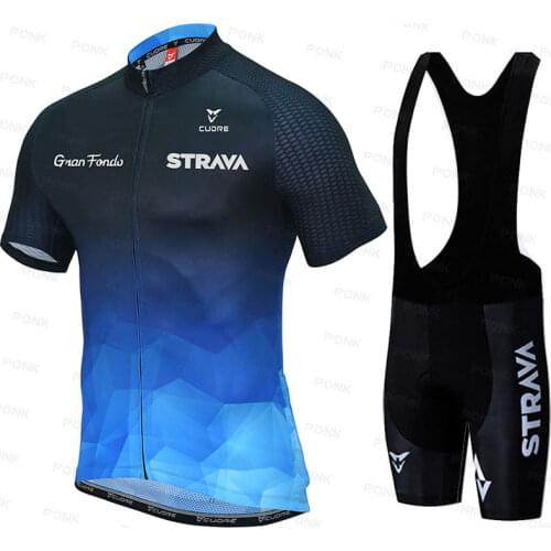 Summer Pro STRAVA Cycling Jersey Set 2020 Mountain Bike Cycling Clothing Mens Racing sports Bicycle Clothes Cycling Set