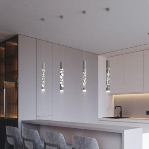 Nordic restaurant chandeliers simple hollow cylindrical long tube living room chandeliers creative bar lamp decorative lamps