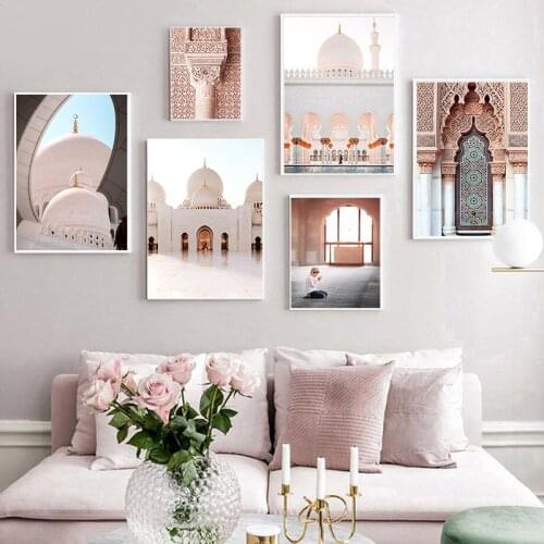 Moroccan Architecture Canvas Vintage Painting Islamic Wall Art Poster Nordic Church Print Muslim Travel Picture Room Decor