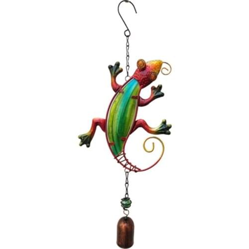 X7AB Metal Art Lizard Wind Chimes Bells Indoor Outdoor Stained Glass Windchime for Window Garden Yard Patio Balcony Decoration
