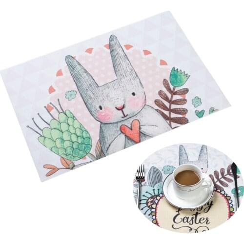 Cartoon Easter Bunny table Placemat For Kids Waterproof PVC Non-slip Restaurant Home Easter Decorations
