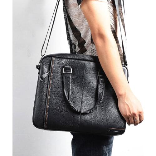 Genuine Leather Shoulder Bag for Men Business Briefcase Male 14 inch Laptop Bag Mens ReaL Leather Handbag Boy Messenger Bag