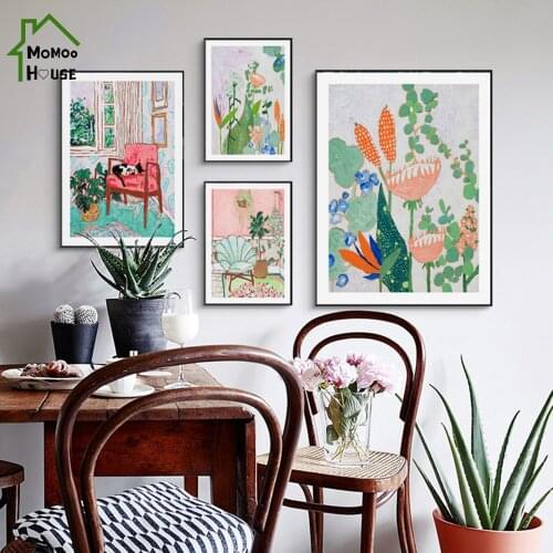 Nordic Plant Wall Art Canvas Painting Fresh Lotus and A Corner of The Home Poster for Living Room Vintage Decorations Home Decor