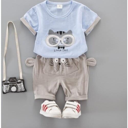2018 Summer New Children Clothes Cotton Short-Sleeved + Shorts Boy Girls Clothing Sets 0-3 Year Baby suit