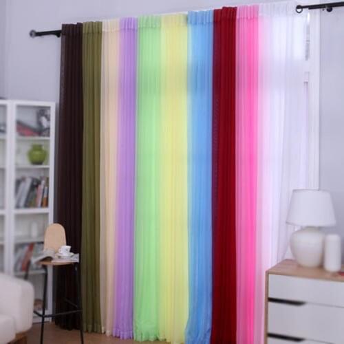 Solid Color Sheer Voile Curtains for French Door Multi-Color Window Curtain Tulle Drapery for Living Room Balcony 5z