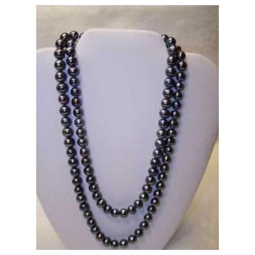 AAA 8-9mm tahitian black pearl necklace 48inch