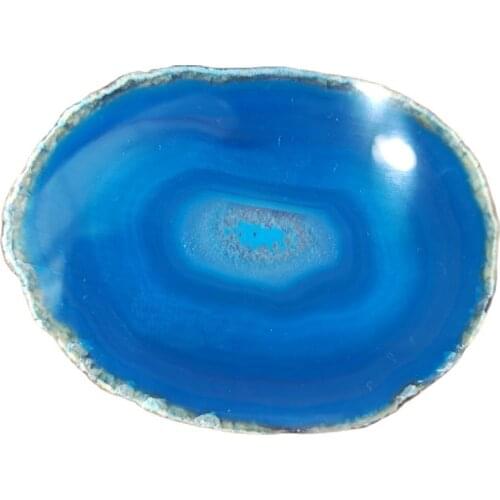 8-10 CM Gems Crafts Pad Natural Blue Agate Slice Coaster Mug Glass Beverage Holder Quartz Onyx Stone Mat Art Home Decor Tool