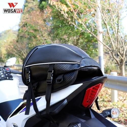 WOSAWE Motorcycle Tail Bag Back Seat Bag Motorbike Shoulder Backpack Waterproof Reflective Multiple Pockets Lightweight Luggage