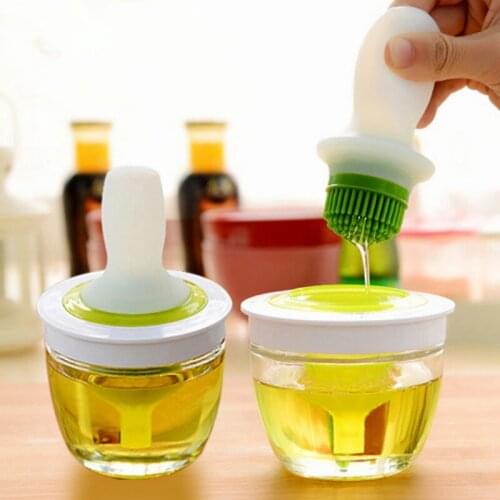 2pcs/set Silicone Brush Barbecue Brush Baking Brush BBQ Oil Brush Kitchen Oil Bottle