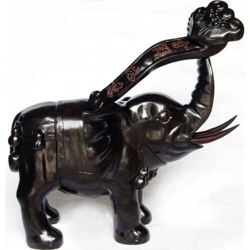 T Gallery] mahogany carving elephant Zhai auspicious 60 cm wooden ornaments like an elephant