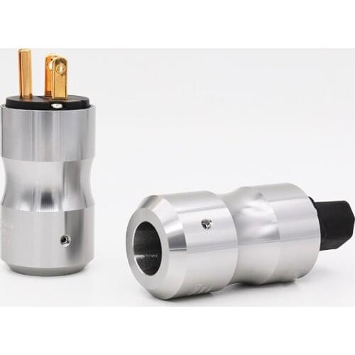 High Quality VP434G Gold Plated US Power Plug Connector US Mains Power Cord Plug+IEC Female Connector Pair