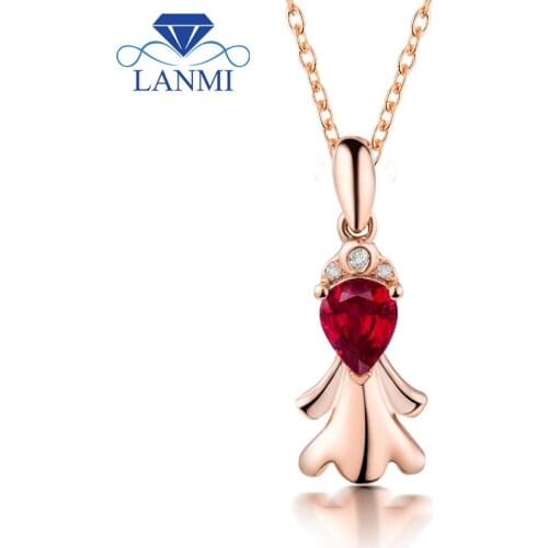 Natural Ruby Diamond Jewelry Virgo Pendant In 18K Rose Gold For Girl Luxury Jewelry Loving Gift WP086E
