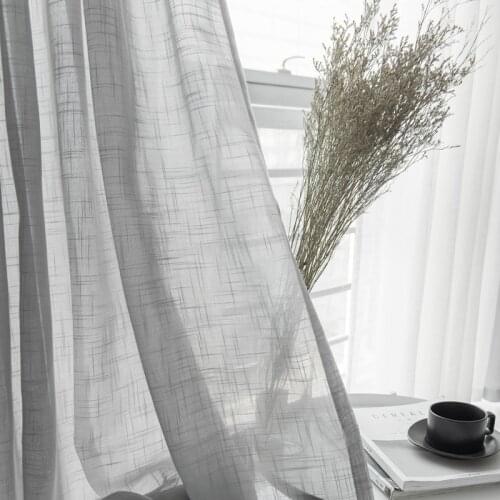 Gray Cotton Linen Tulle Drapes Curtain Decorative Modern White Sheer cortina para janela de quarto Curtain For Bedroom
