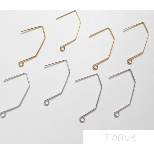 Copper plated 18K gold angled earhook diy earring material accessories