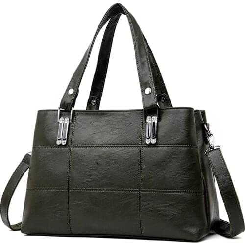 Ladies Casual Tote Bag Black/red Brand Women Leather Handbags Womens Shoulder Bags Female Messenger Bag Large Capacity