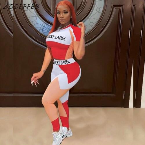 ZOOEFFBB Lucky Label Two Piece Set Women Summer Tracksuit Matching Sets Crop Top Pants Sweat Suits Lounge Wear Matching Outfits