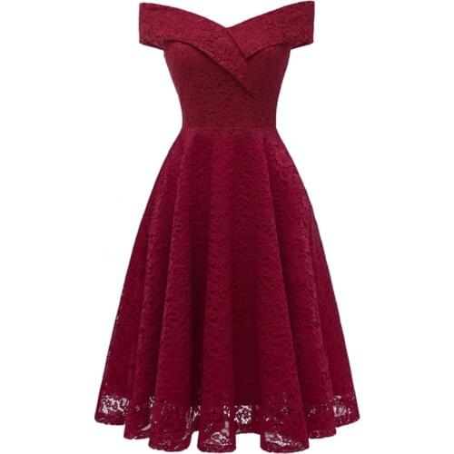 L36134 Womens Full Dress Solid Color Short Sleeve V-Neck Lace Aline Cocktail Dress