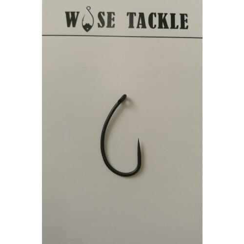 20PCS Wise Tackle Barbless Matt Black Coated Hooks - Curve Shank Gripper Style - Carp Fishing Hooks