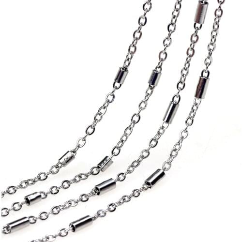 2.65/4MM 2M/Lot Never Fade Stainless Steel "Straight" Style Necklace Beads Chains For DIY Jewelry Findings Handmade Making