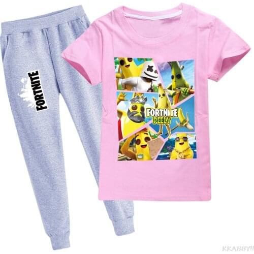 Fortnite Summer Girls Clothing Set Cartoon Game Boys Girl Children Short Sleeve T-shirt and Pants 2 pcs Kids Clothes