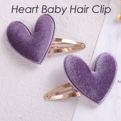 2pcs/lot Cute Heart Hairclips for Girls New Velvet Headwear Baby Girls Hairpins Kids Heart Gift Barrettes Baby Hair Accessories