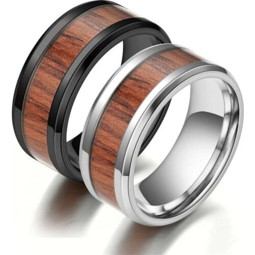 MixMax 20pcs Wood grain decoration Fashion Stainless Steel Band Jewelry Rings