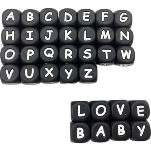 30Pcs Letter Silicone Teether Beads Food Grade BPA Free DIY Chewable Beads Baby Teething Oral Care Pacifier Chain Accessories