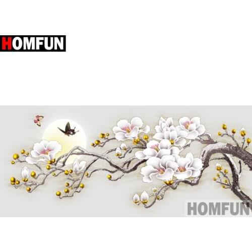HOMFUN 5D DIY Diamond Painting Full Square/Round Drill "Flower butterfly moon" 3D Embroidery Cross Stitch gift Home Decor A27097