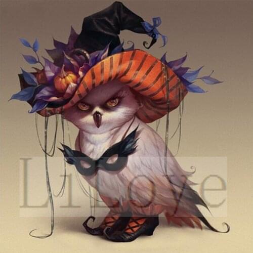LI LOYE 5D Icon Diamond Embroidery owl Red hat DIY Diamond Painting Cross Stitch Full Square Diamond Mosaic Home Decor Kit FZ548