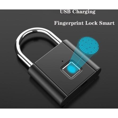 Biometric Thumbprint Door Padlocks Rechargeable Door Lock Fingerprint Smart lock Padlock USB Keyless Cabinet Lock Cabinet Lock