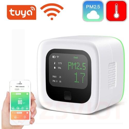 Tuya WiFi PM2.5 Monitoring Sensor Air Quality Analyzer Gas DetectorTemperature Humidity Sensor Gas Tester Dust PM10 Display
