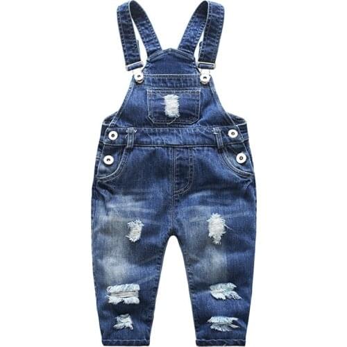 2018 Spring Children Tracksuits Overalls Jeans for Girls Children Broken Hole Pants Kids Denim Long Trousers Casual Sport Pants