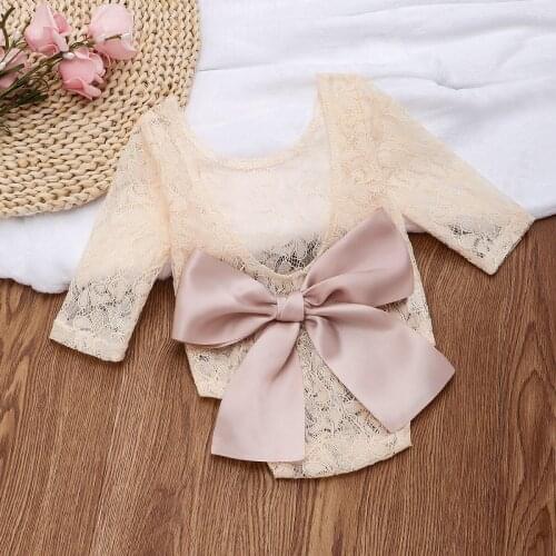 Newborn Infant Baby Girls Romper Lace Long Sleeve Soft Jumpsuit Playsuit Autumn Baby Girl Clothes Bow