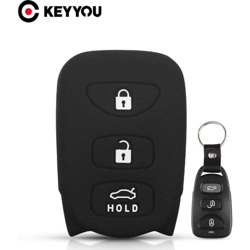 KEYYOU 3/4 Button Silicone Car Key Case For Kia Hyundai Elantra Sonata Genesis Santa Fe Accent Coupe Tucson Remote Fob Cover