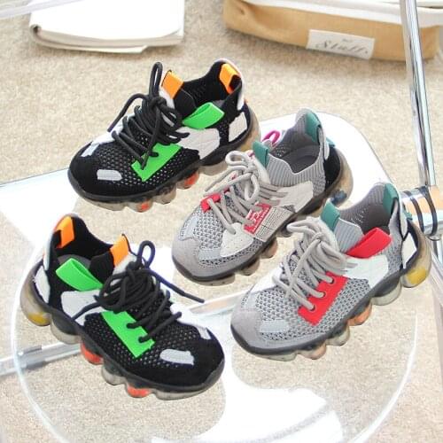 Leather girls shoes 2021 summer new childrens sports shoes boys net shoes breathable mesh knitted coconut shoes tide