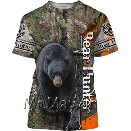 Bear Hunting Camo 3D Printed Summer Mens T shirt Fashion T-shirt Casual Tee Shirt/Streetwear Men Clothes 2021 Oversized 6XL C55