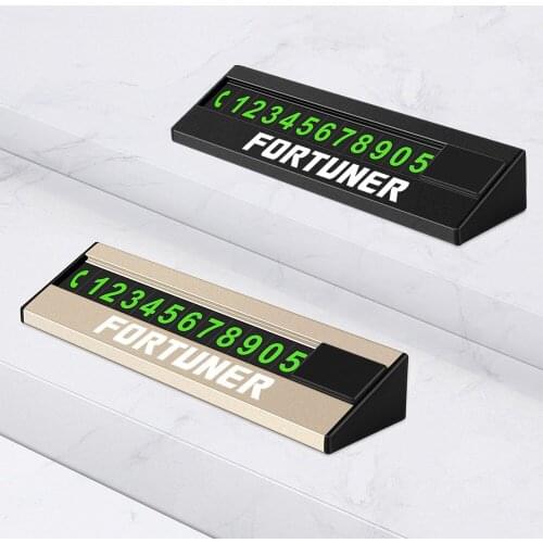 Metal Car Temporary Stop Sign Hidden Parking Phone Number Plate Card for Toyota Fortuner 2009 2017 2018 2019 Accessories