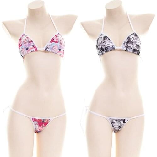 Micro Cute Japanese AHG Bikini Halter Lolita style Anime Cosplay Sexy Lingerie Women Panties And Bra Set Strappy Snderwear