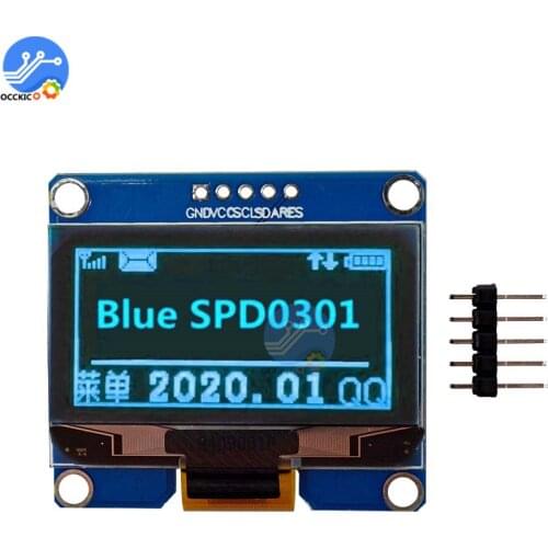 1.54 inch LCD OLED Screen Module Blue Display 5Pin IPS SPD0301 Driver IC 128X64 I2C Interface Screen Display Module