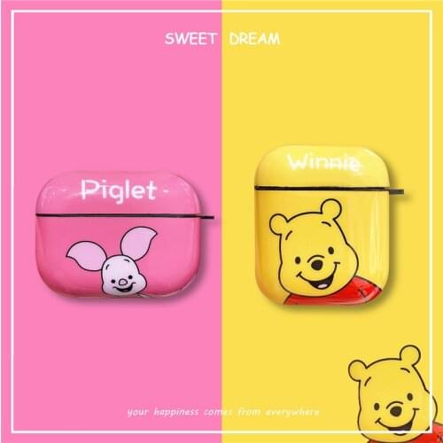Cartoon Cute Pooh Airpods Pro Protective Cover Apple 1/2/3 Generation Bluetooth Wireless Headset Case Toy Accessories
