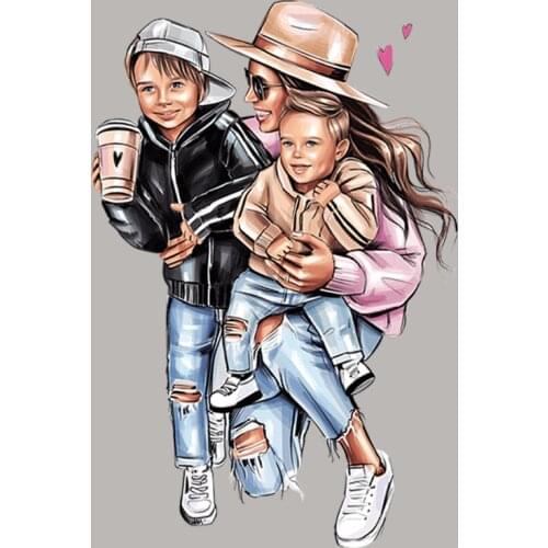 Patches Smile Children Mom Patterns For Clothing Heat Transfer Appliqued Fashion Diy Vinyl Tops Patch For Clothes Sticker