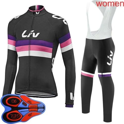 2021 New Team Cycling Jersey Bicycle Bib Pants Set Womens Breathable Racing Clothing Long Sleeve MTB Bike Outfits Sports Uniform